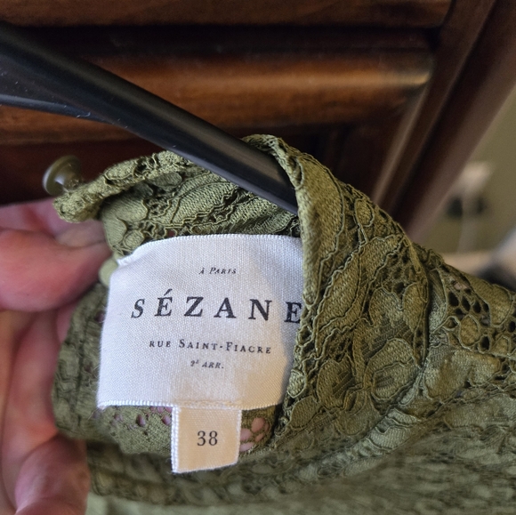Sezane Taori Blouse,  Khaki Lace, Size 6 NWOT - Picture 4 of 4